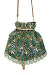 Shop_SG Collection By Sonia Gulrajani_Green Embellished Amazonico Leaf Potli Bag _at_Aza_Fashions
