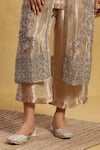 Buy_Akriti by Ritika_White Tissue Embroidered Pearl V Neck Jodha Zari Kurta Set 