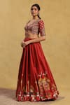 Buy_Akriti by Ritika_Orange Gabbadin Silk Embroidery Jahanvi Hand Painted Lehenga Set _Online_at_Aza_Fashions
