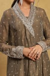 Shop_Akriti by Ritika_Green Tissue Woven And Embroidered Bandhani Pattern Junia & Pant Set _Online_at_Aza_Fashions