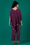 Shop_Megha Garg_Purple Art Crepe Cutdana Embroidered V-neck Draped Top With Pant _at_Aza_Fashions