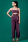 Buy_Megha Garg_Purple Art Crepe Cutdana Embroidered V-neck Draped Top With Pant _Online_at_Aza_Fashions