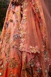 Shop_Moledro_Coral Blouse And Lehenga Organza Printed Zara Embroidered Bridal Set_at_Aza_Fashions