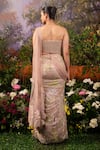 Shop_Moledro_Pink Blouse And Saree Silver Brocade Sequins Embroidered Anya Pre-draped With _at_Aza_Fashions