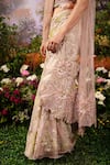 Moledro_Pink Blouse And Saree Silver Brocade Sequins Embroidered Anya Pre-draped With _at_Aza_Fashions