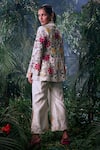 Shop_Chandrima_Ivory Chanderi Embroidered Floral Slit Pant _at_Aza_Fashions