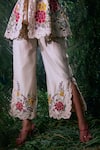 Chandrima_Ivory Chanderi Embroidered Floral Slit Pant _Online_at_Aza_Fashions