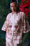 Buy_Chandrima_Ivory Chanderi Embroidery, Beads Collared Shirt _at_Aza_Fashions
