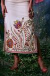 Buy_Chandrima_Ivory Kala Cotton Thread Embroidered V Neck And Bead Midi Dress _Online_at_Aza_Fashions