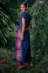 Shop_Chandrima_Blue Kala Cotton Cord Embroidered Round Contrast Cordwork Dress _at_Aza_Fashions