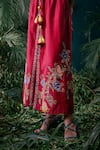 Buy_Chandrima_Red Chanderi Thread Embroidered Collared Floral Shirt Dress _Online_at_Aza_Fashions