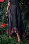 Shop_Chandrima_Black Chanderi Applique Embroidered High Round Floral Work Maxi Dress _Online_at_Aza_Fashions