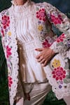 Buy_Chandrima_Ivory Chanderi Blossom Garden Applique Open Cut Work Jacket _Online_at_Aza_Fashions