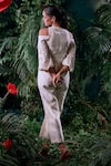 Shop_Chandrima_Ivory Chanderi 3d Bloom Peta Cut Work Round Embellished Jumpsuit _at_Aza_Fashions