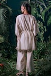 Shop_Chandrima_Ivory Chanderi Budding Bloom Applique Round Embellished Kaftan _at_Aza_Fashions