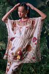 Buy_Chandrima_Ivory Chanderi Budding Bloom Applique Round Embellished Kaftan _Online_at_Aza_Fashions