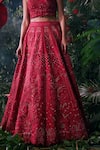 Buy_Chandrima_Red Chanderi Blossom Cut Work Embellished Lehenga _Online_at_Aza_Fashions