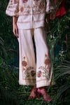 Chandrima_Ivory Chanderi Iris Thread Work Embellished Pant _Online_at_Aza_Fashions