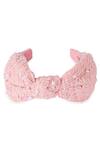 Hair Drama Co_Pink Embellished Emily In Paris Knotted Pearl Studded Hair Band_at_Aza_Fashions