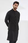 Buy_Rabani & Rakha_Black Cotton, Silk Quilted Bundi _at_Aza_Fashions
