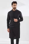 Rabani & Rakha_Black Cotton, Silk Loop Button Placket Kurta And Pant Set_Online_at_Aza_Fashions