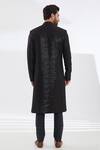 Shop_Rabani & Rakha_Black Georgette, , Silk, Satin Astral Geometric Sherwani Set _at_Aza_Fashions