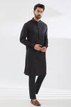 Rabani & Rakha_Black Georgette, , Silk, Satin Astral Geometric Sherwani Set _Online_at_Aza_Fashions