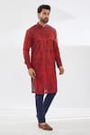 Buy_Rabani & Rakha_Red Kurta Georgette Flowery Jaal Embroidery Set  _at_Aza_Fashions