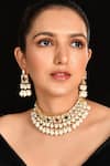 Buy_Ishhaara_White Kundan Embellished Choker Necklace Set _at_Aza_Fashions