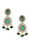 Ishhaara_Green Kundan Geometric Embellished Choker Necklace Set _at_Aza_Fashions