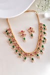 Shop_Ishhaara_Multi Color Kundan Embellished Necklace Set _at_Aza_Fashions