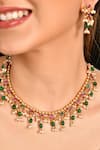 Ishhaara_Multi Color Kundan Embellished Necklace Set _Online_at_Aza_Fashions