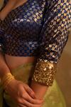 Shop Priyanka Raajiv Blue Silk, Brocade Sequins, Zari Asymmetric Aabid Hand Embroidered Blouse Online at Aza Fashions Shop_Priyanka Raajiv_Blue Silk, Brocade Sequins, Zari Asymmetric Aabid Hand Embroidered Blouse _Online_at_Aza_Fashions