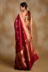 Shop_Priyanka Raajiv_Maroon Silk Arshiya Floral Pattern Saree With Unstitched Blouse _at_Aza_Fashions