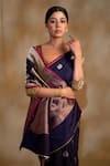 Priyanka Raajiv_Blue Silk Banarasi Buttis Arshiya Floral And Pattern Saree With Unstitched Blouse _at_Aza_Fashions