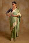 Buy_Priyanka Raajiv_Green Silk Banarasi Bhagwati Pattern Saree With Unstitched Blouse _Online_at_Aza_Fashions