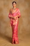 Buy_Priyanka Raajiv_Pink Silk Chanderi Paisley Deepa Floral Pattern Saree With Unstitched Blouse_at_Aza_Fashions