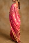 Shop_Priyanka Raajiv_Pink Silk Chanderi Paisley Deepa Floral Pattern Saree With Unstitched Blouse_at_Aza_Fashions