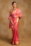 Priyanka Raajiv_Pink Silk Chanderi Paisley Deepa Floral Pattern Saree With Unstitched Blouse_Online_at_Aza_Fashions