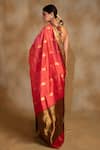 Shop_Priyanka Raajiv_Red Silk Chanderi Paisley Butti Deepa Floral Saree With Unstitched Blouse_Online_at_Aza_Fashions