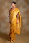Shop_Priyanka Raajiv_Yellow Silk Gudi Pattern Banarasi Saree With Unstitched Blouse _Online_at_Aza_Fashions