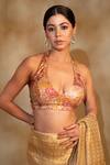 Buy_Priyanka Raajiv_Multi Color Silk Hand Embroiderred Sequins Clusters Halter Jahnu Blouse _at_Aza_Fashions