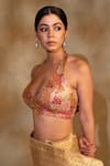 Buy_Priyanka Raajiv_Multi Color Silk Hand Embroiderred Sequins Clusters Halter Jahnu Blouse _Online_at_Aza_Fashions