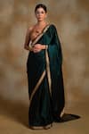 Buy_Priyanka Raajiv_Green Silk Banarasi Jayanti Pattern Saree With Unstitched Blouse _at_Aza_Fashions