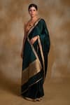 Priyanka Raajiv_Green Silk Banarasi Jayanti Pattern Saree With Unstitched Blouse _Online_at_Aza_Fashions