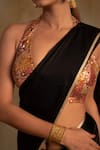 Priyanka Raajiv_Black Banarasi Mashru Mahalaya Saree With Unstitched Blouse Piece  _at_Aza_Fashions