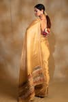 Shop_Priyanka Raajiv_Gold Silk Tissue Zardozi Purnima Palla Saree With Unstitched Blouse Piece _at_Aza_Fashions