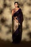 Shop_Priyanka Raajiv_Purple Silk Banarasi Shasthi Saree With Unstitched Blouse Piece _Online_at_Aza_Fashions