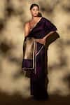 Priyanka Raajiv_Purple Silk Banarasi Shasthi Saree With Unstitched Blouse Piece _at_Aza_Fashions