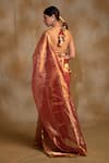 Shop_Priyanka Raajiv_Pink Silk Chanderi Teej Border Saree With Unstitched Blouse Piece _at_Aza_Fashions